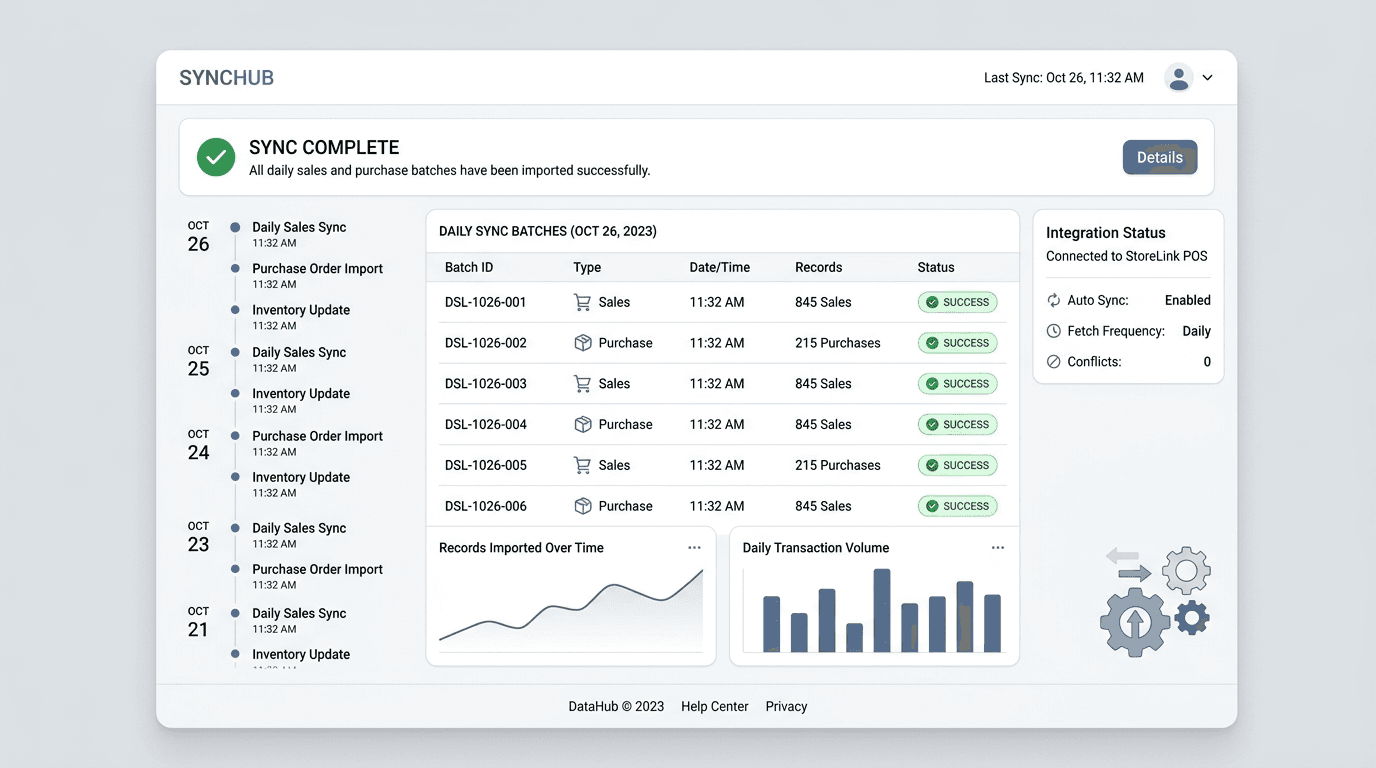 Modisoft integration: POS sync screenshot