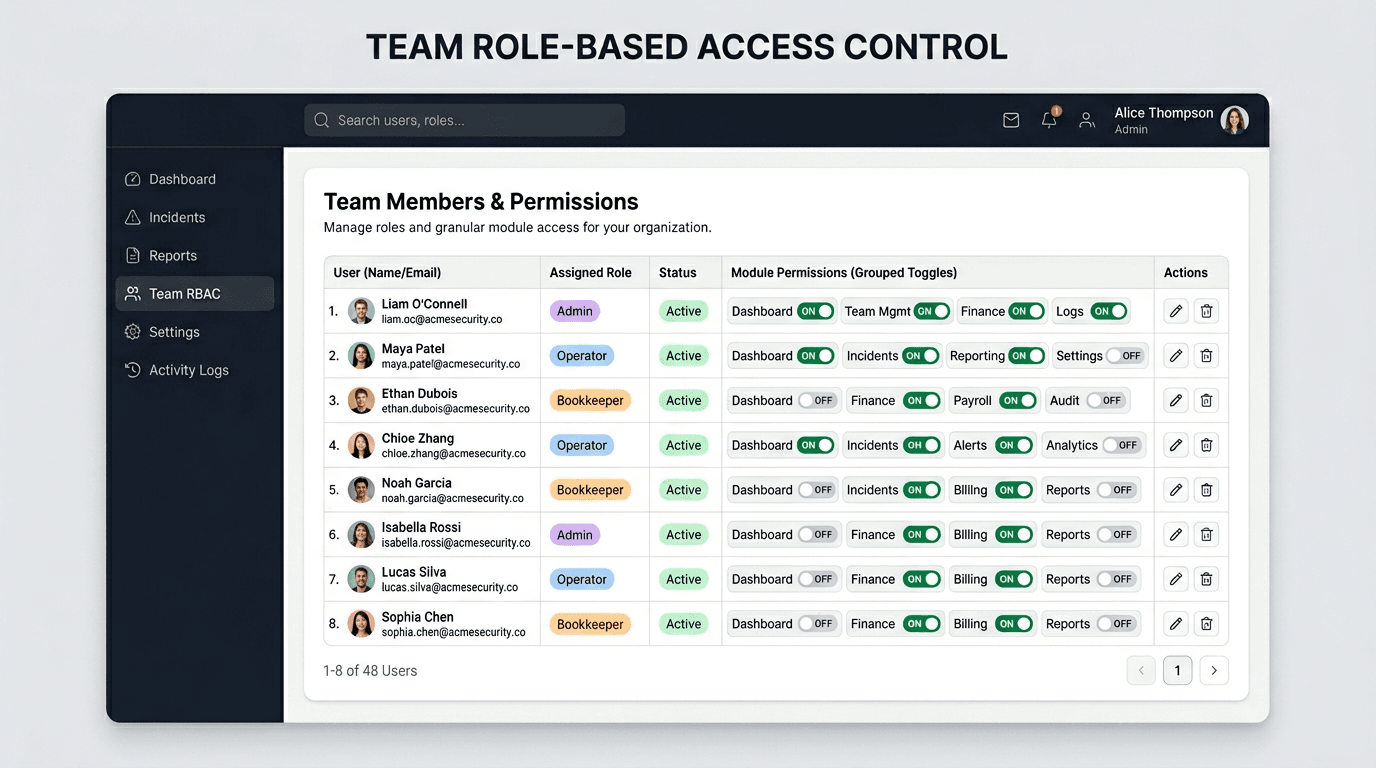 Role-based access: Team access